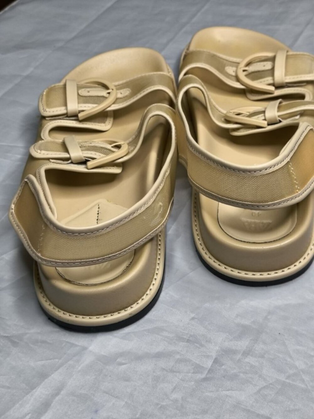 Zara Buckled Flat Mesh Sandals Sling Back Strap Women's Size 40 9.5 - Picture 6 of 12